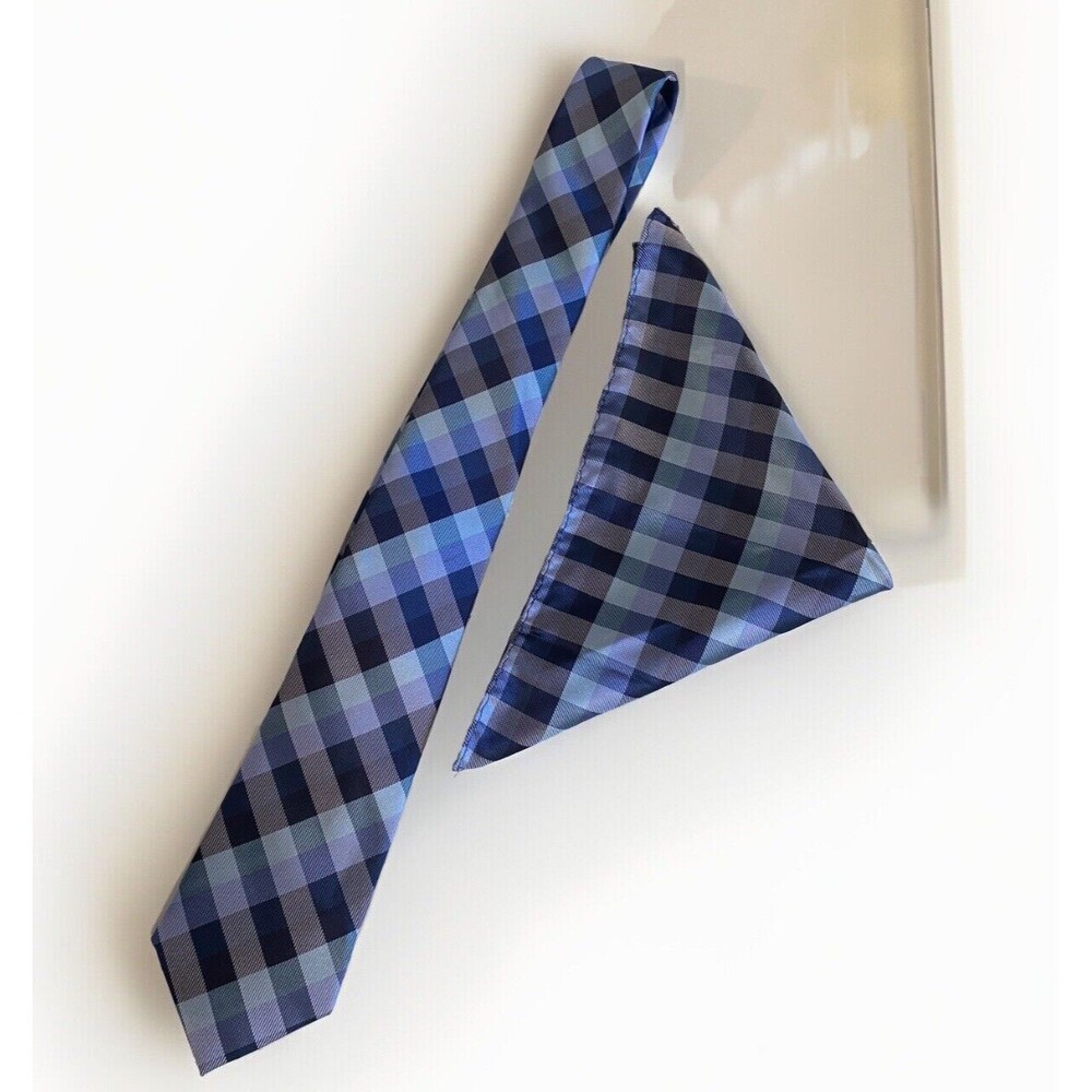 Hisdern‎ Blue Tie And Pocket Square Combo